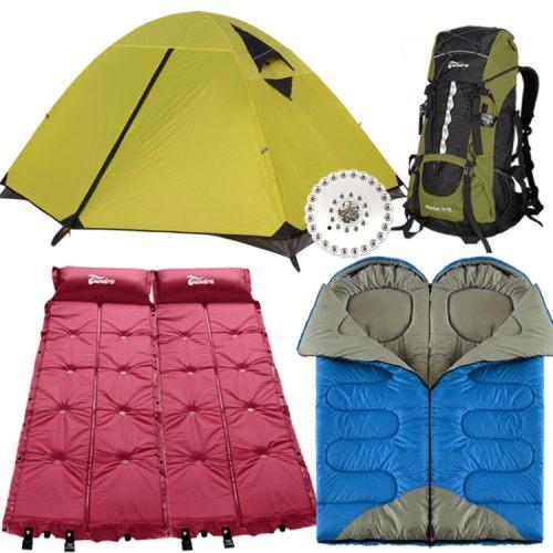 露营帐篷双层户外装备帐篷睡袋充气防潮垫登山包双人双层套装